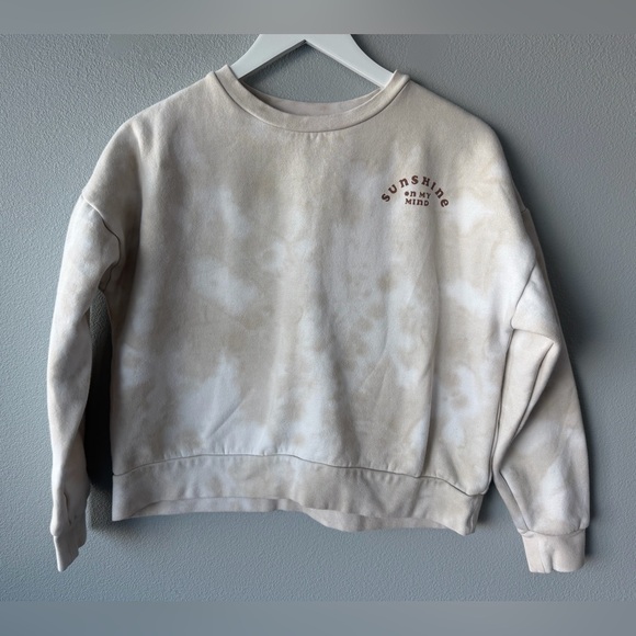Rylee + Cru Tops - Rylee & Cru white tan the dye Sunshine on my Mind boxy cropped sweatshirt sz S